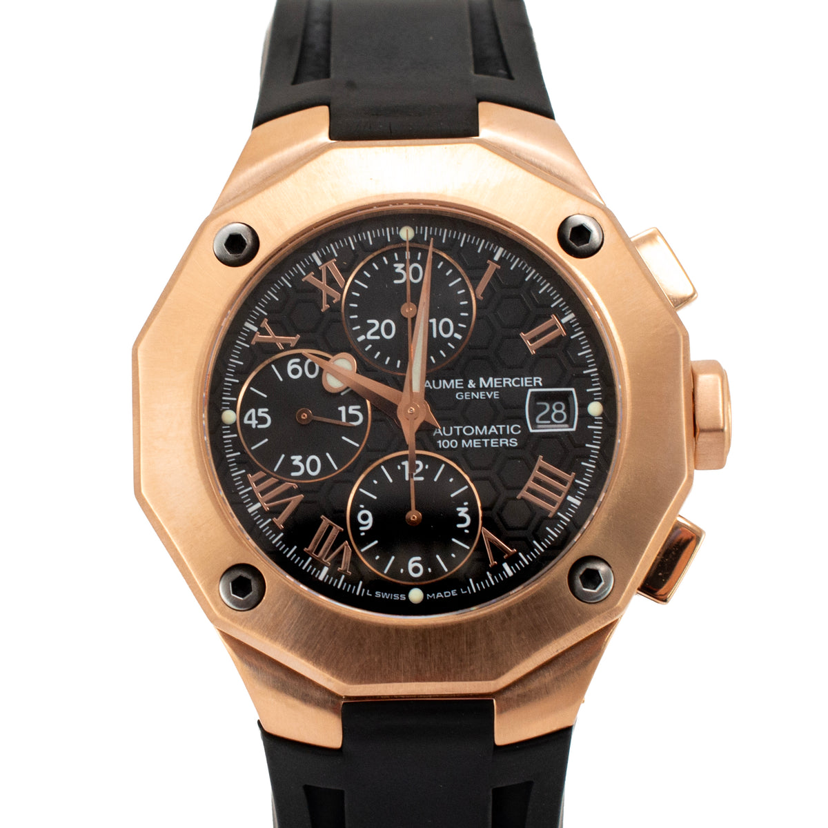 Baume ET Mercier Riviera Chronometer 43MM 65586 18K Rose Gold Automatic Watch