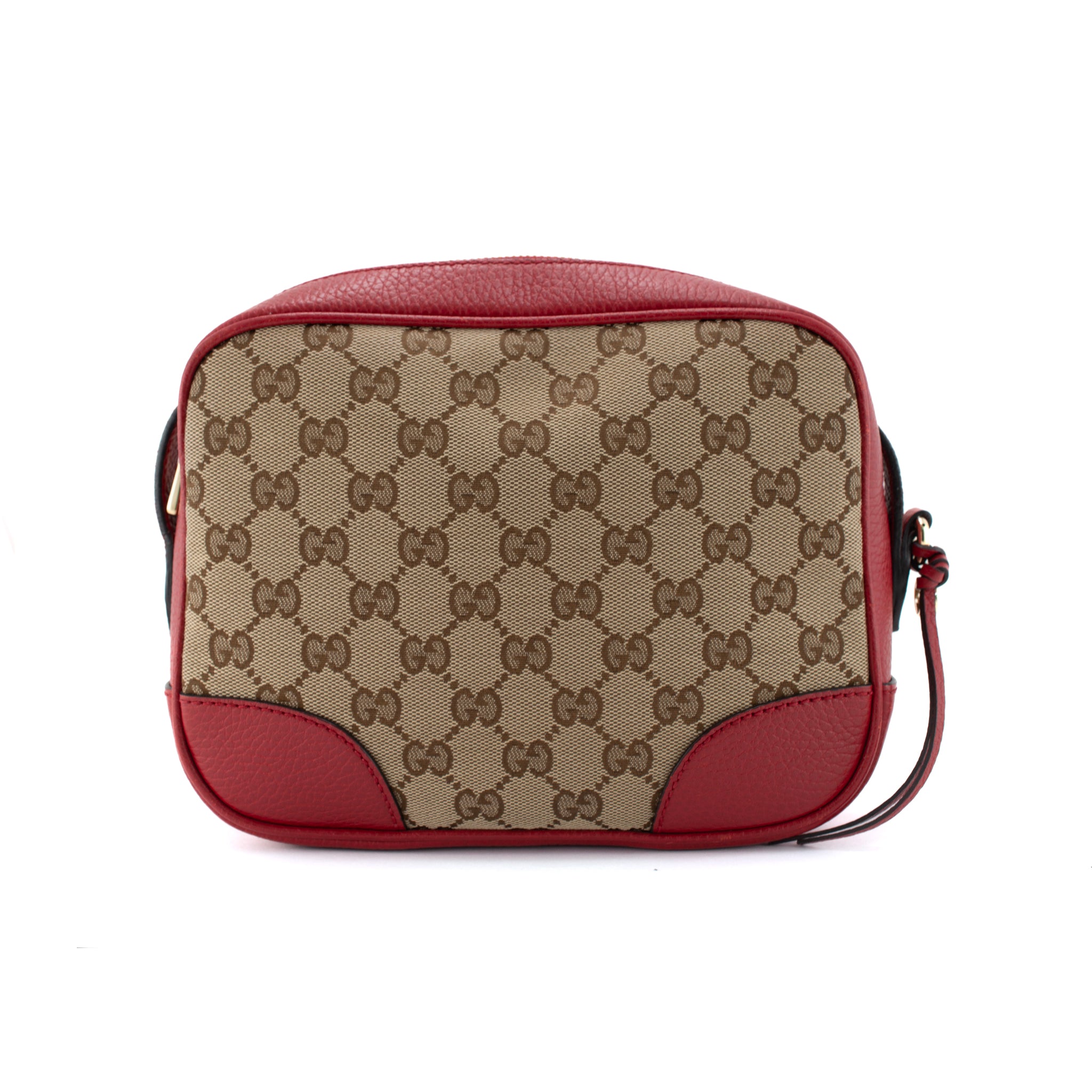 Gucci Mini Bree Gg Canvas Red Leather Trim Crossbody Bag