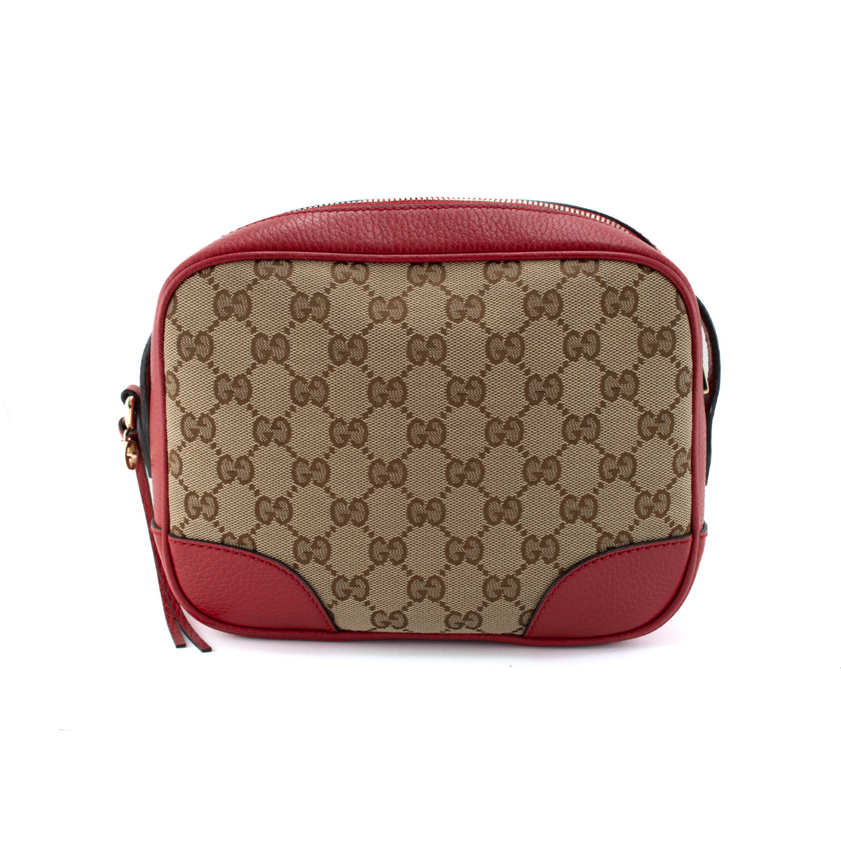 Gucci Mini Bree Gg Canvas Red Leather Trim Crossbody Bag