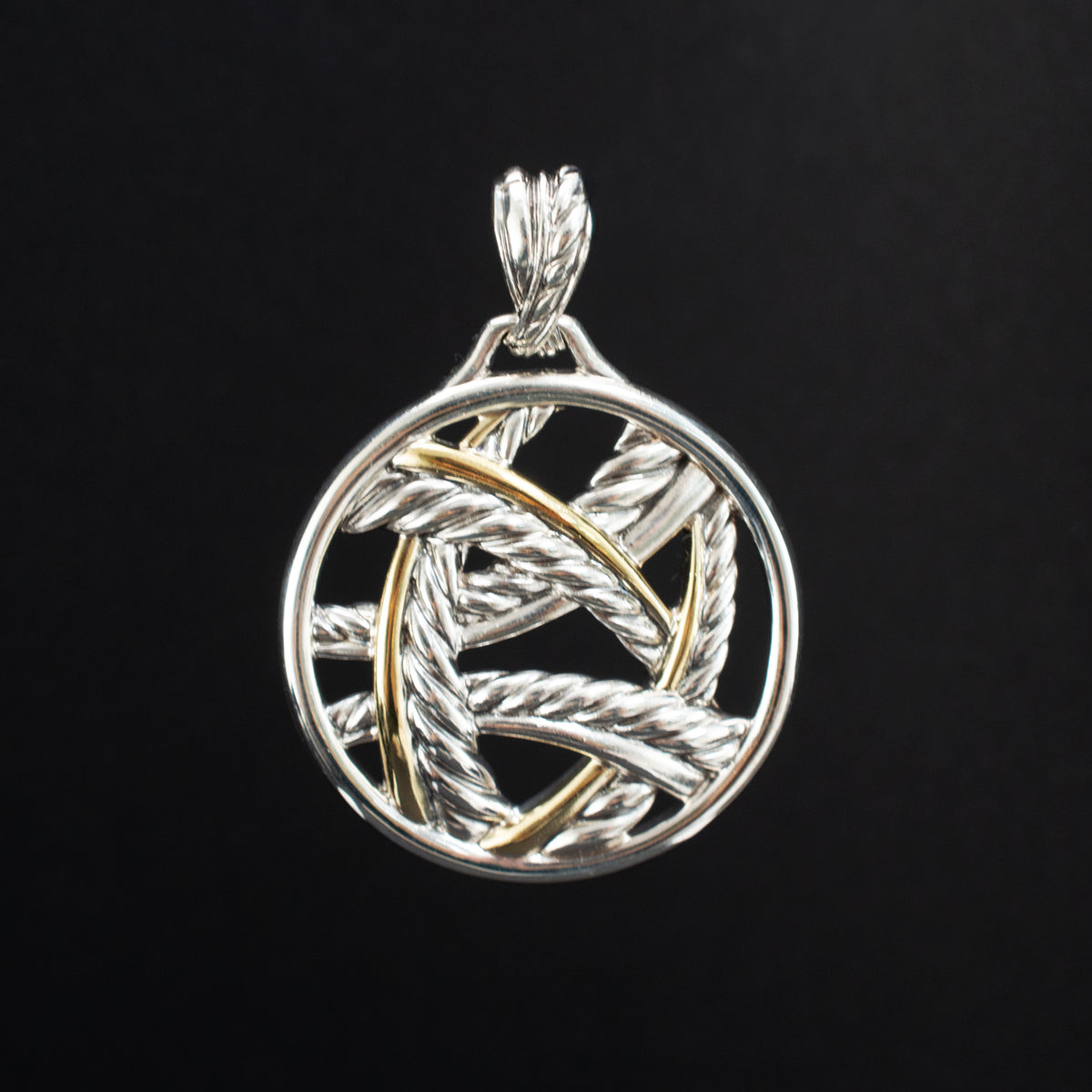 Retired David Yurman Two-Tone Papyrus Enhancer Sterling Silver & 18K Yellow 459903 available at DJP Jewelers & Luxury Buyers