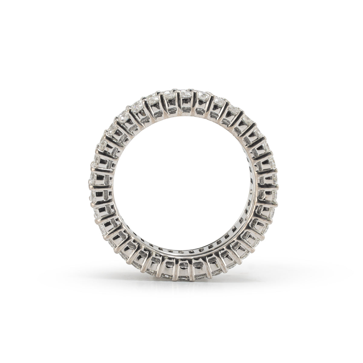 14K White Gold 5.18ctw Baguette & Round Diamond Eternity Band Ring