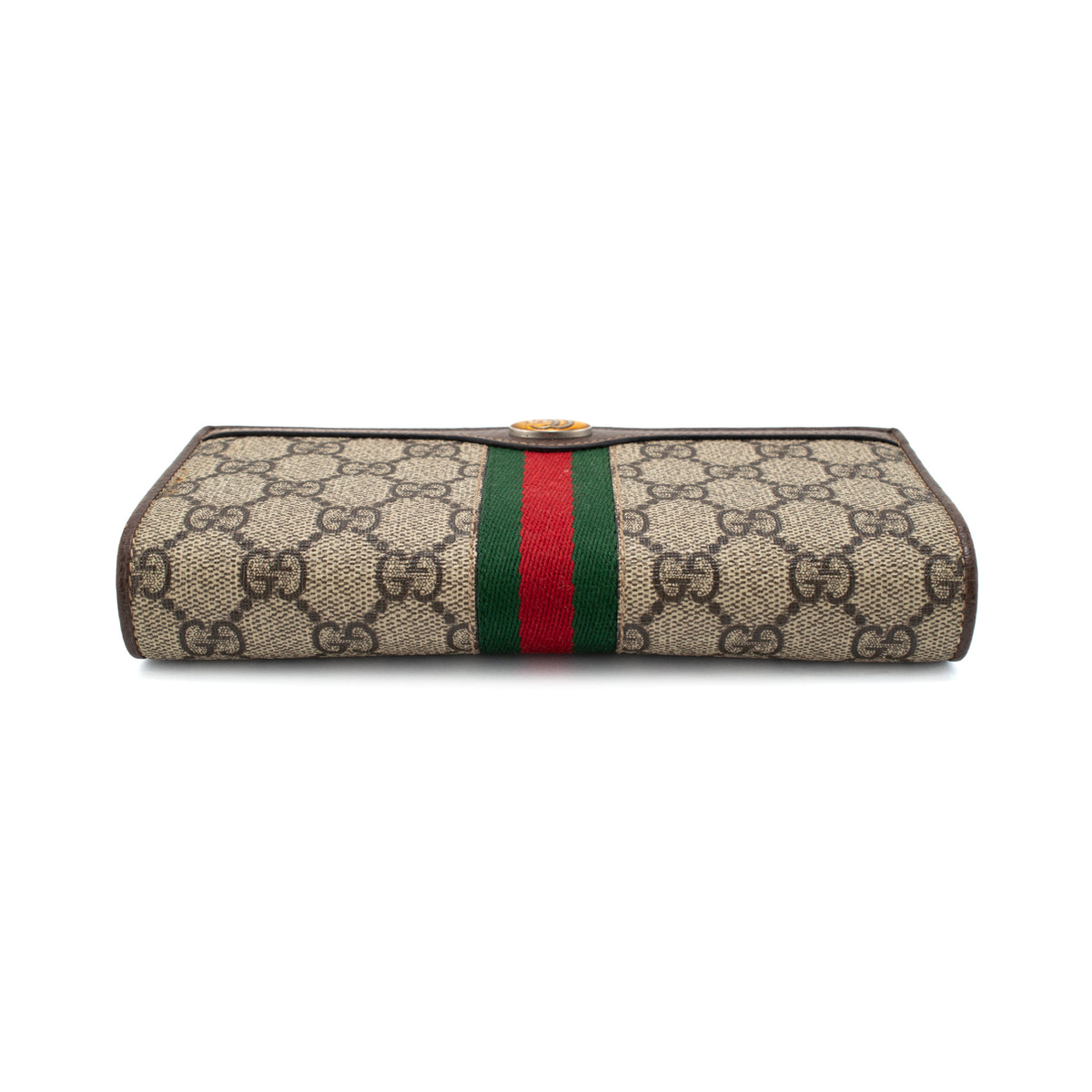 Gucci Ophidia Gg Supreme Web Brown Leather Woc Wallet