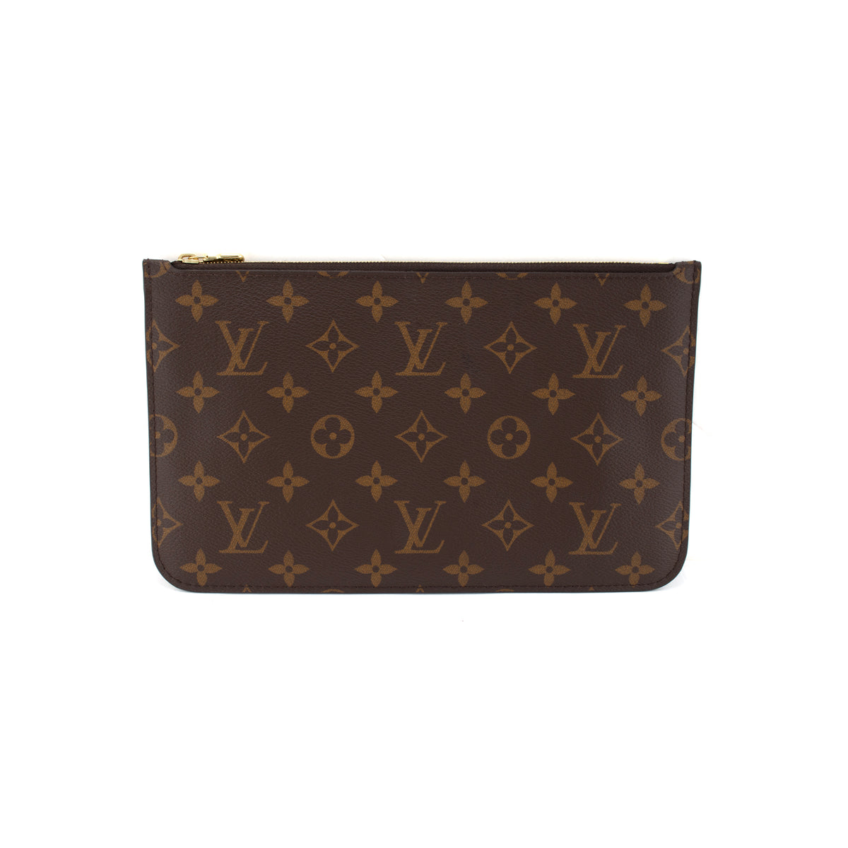 Louis Vuitton Neverfull Monogram Canvas Gold-Tone Hardware Wristlet Bag