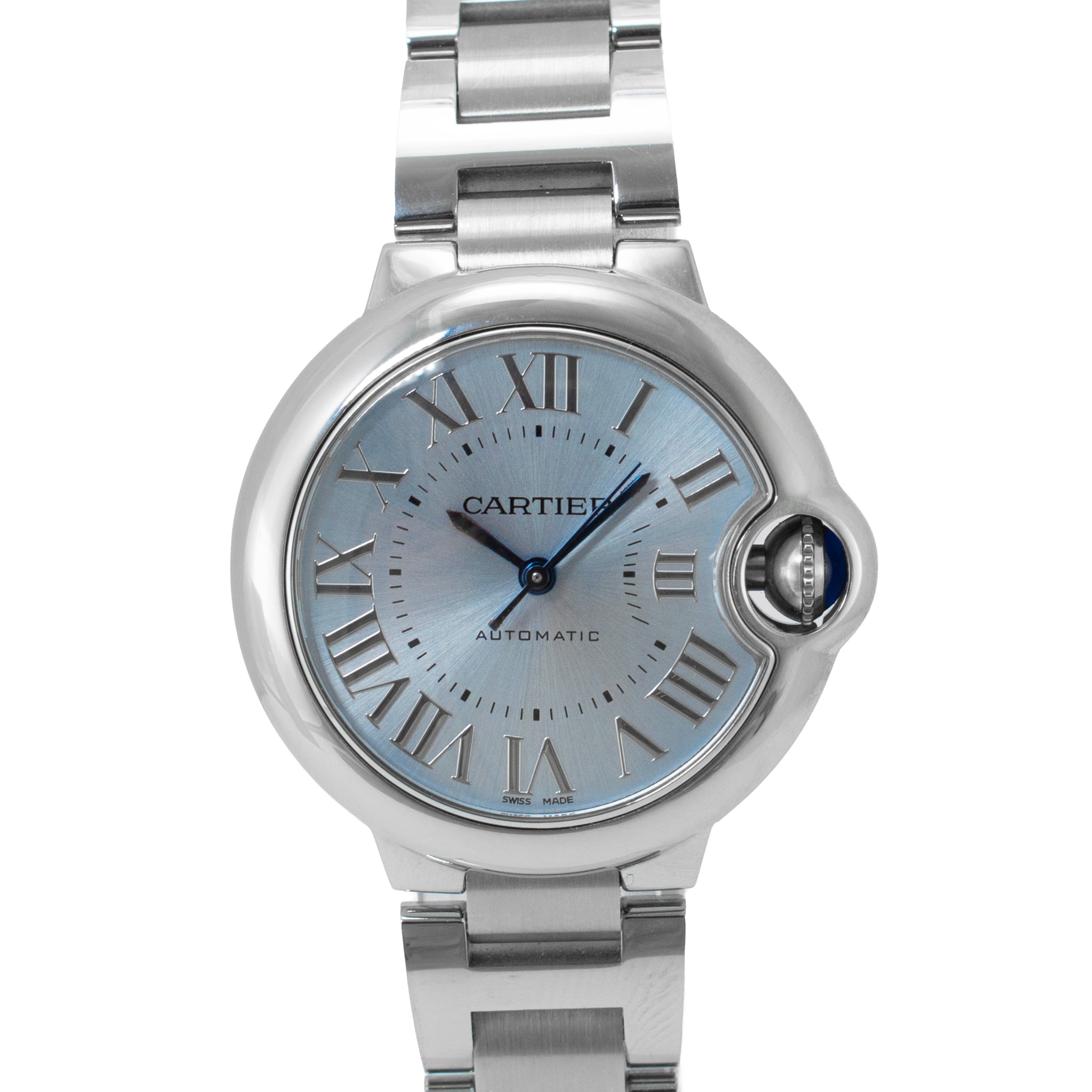 Ladies Cartier Ballon Bleu 33MM WSBB0062 Blue Silvered Steel Automatic Watch