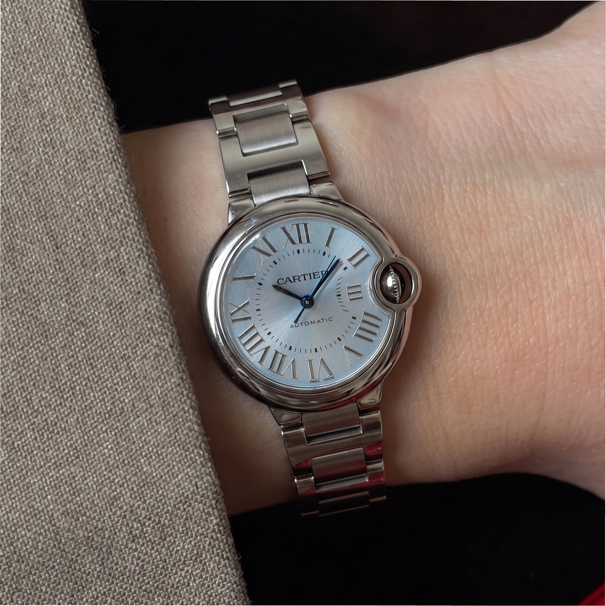 Ladies Cartier Ballon Bleu 33MM WSBB0062 Blue Silvered Steel Automatic Watch