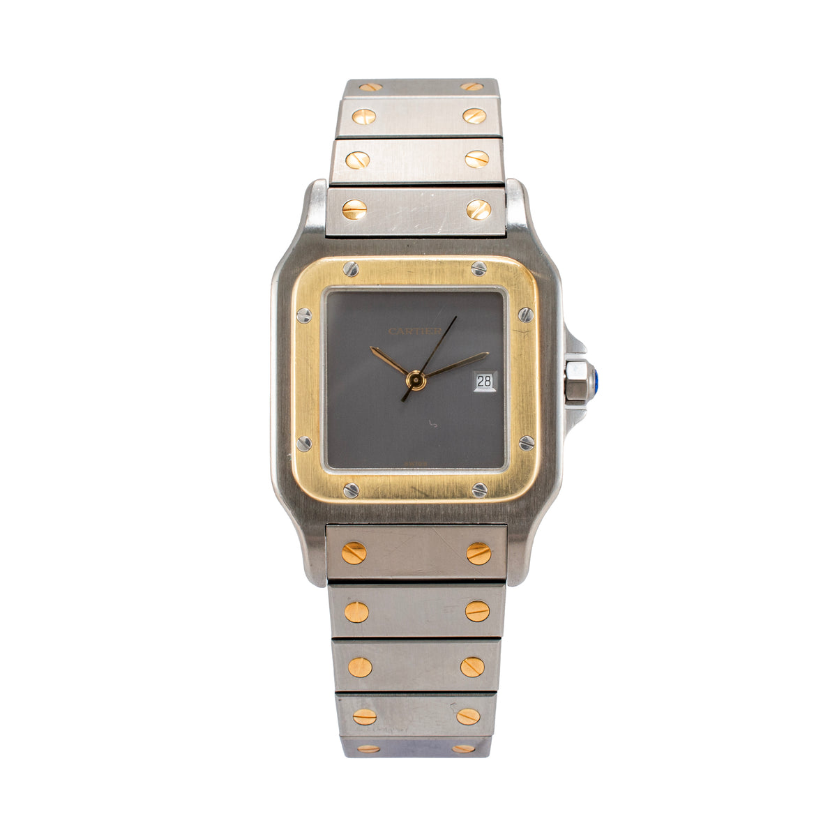 Vintage Cartier Santos Carree 30MM 2961 Ghost Dial Gold Steel Automatic Watch