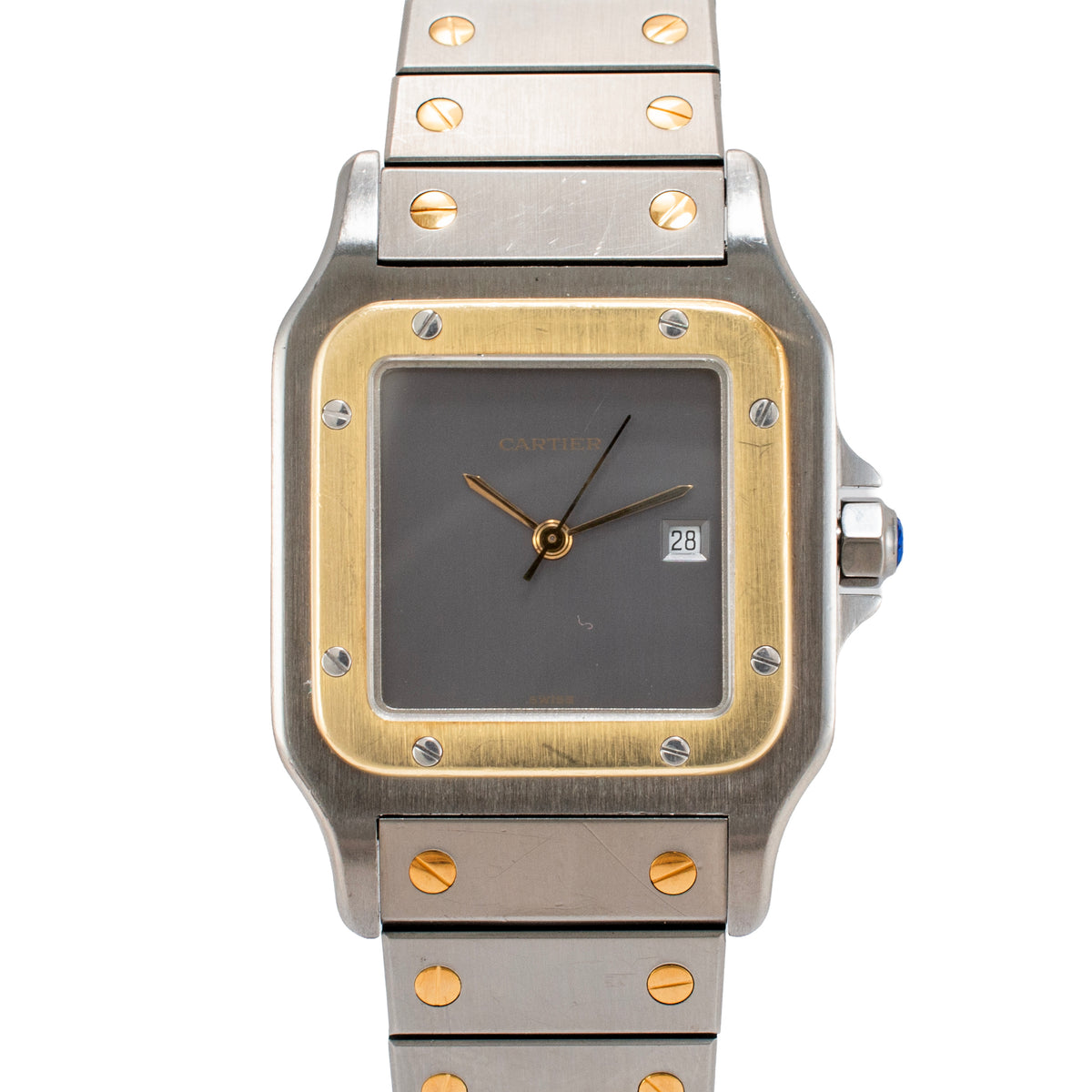 Vintage Cartier Santos Carree 30MM 2961 Ghost Dial Gold Steel Automatic Watch