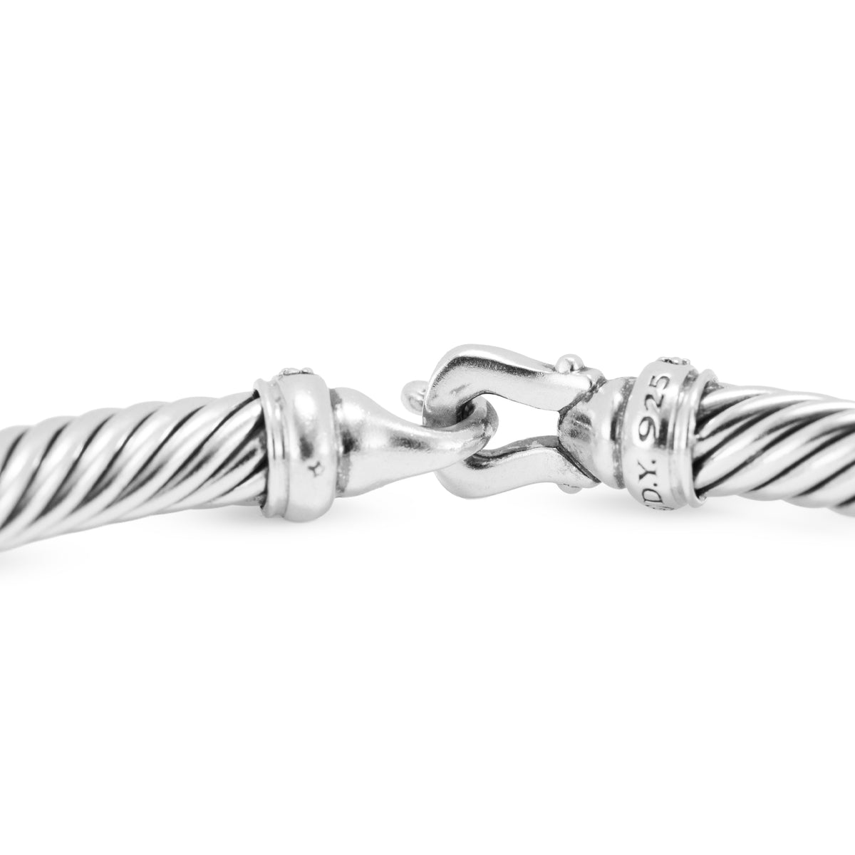 David Yurman Buckle Classic Cable Silver With Diamonds 5MM Bangle Bracelet