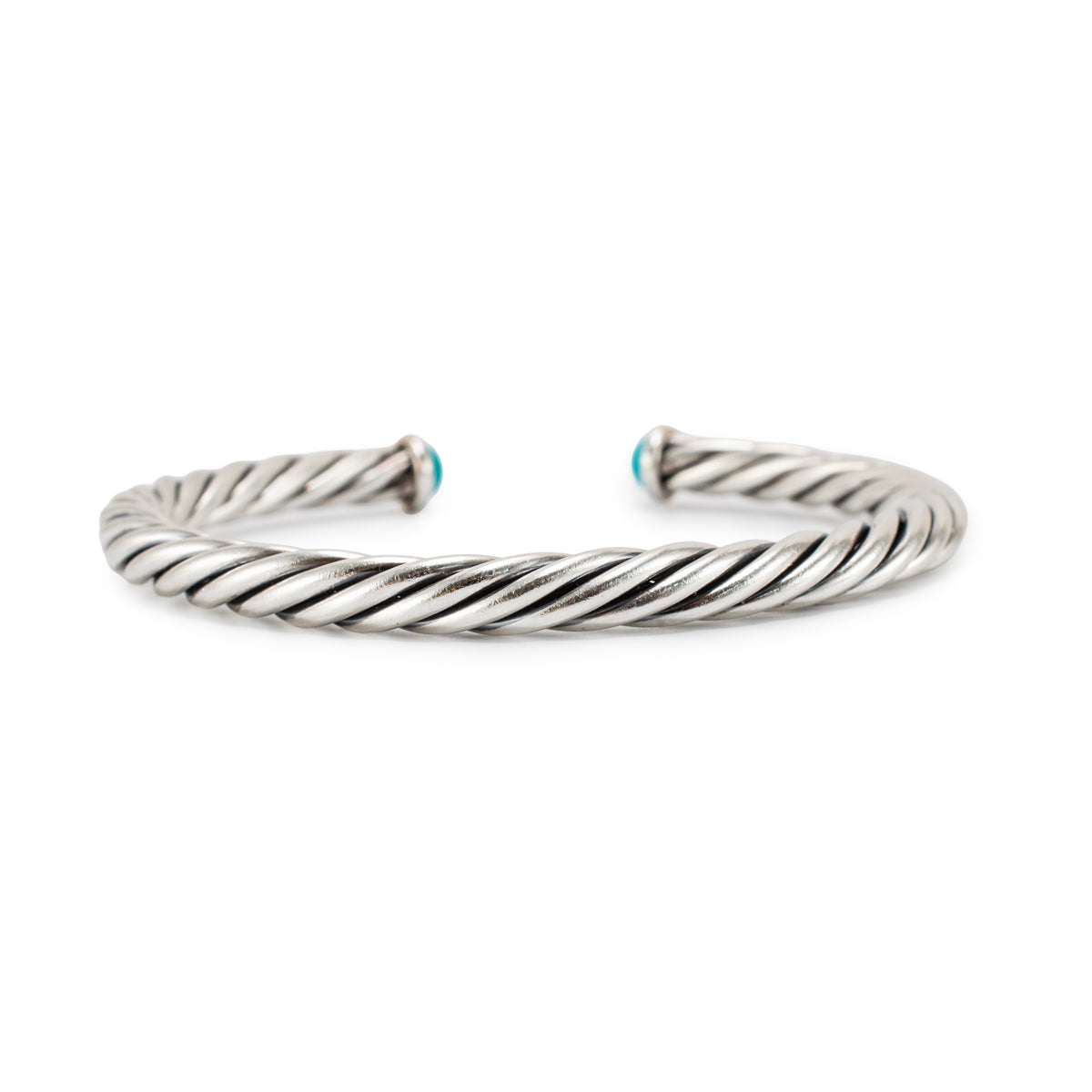 David Yurman Cable Classic Silver & 14K Yellow Gold 6MM Turquoise Cuff Bracelet