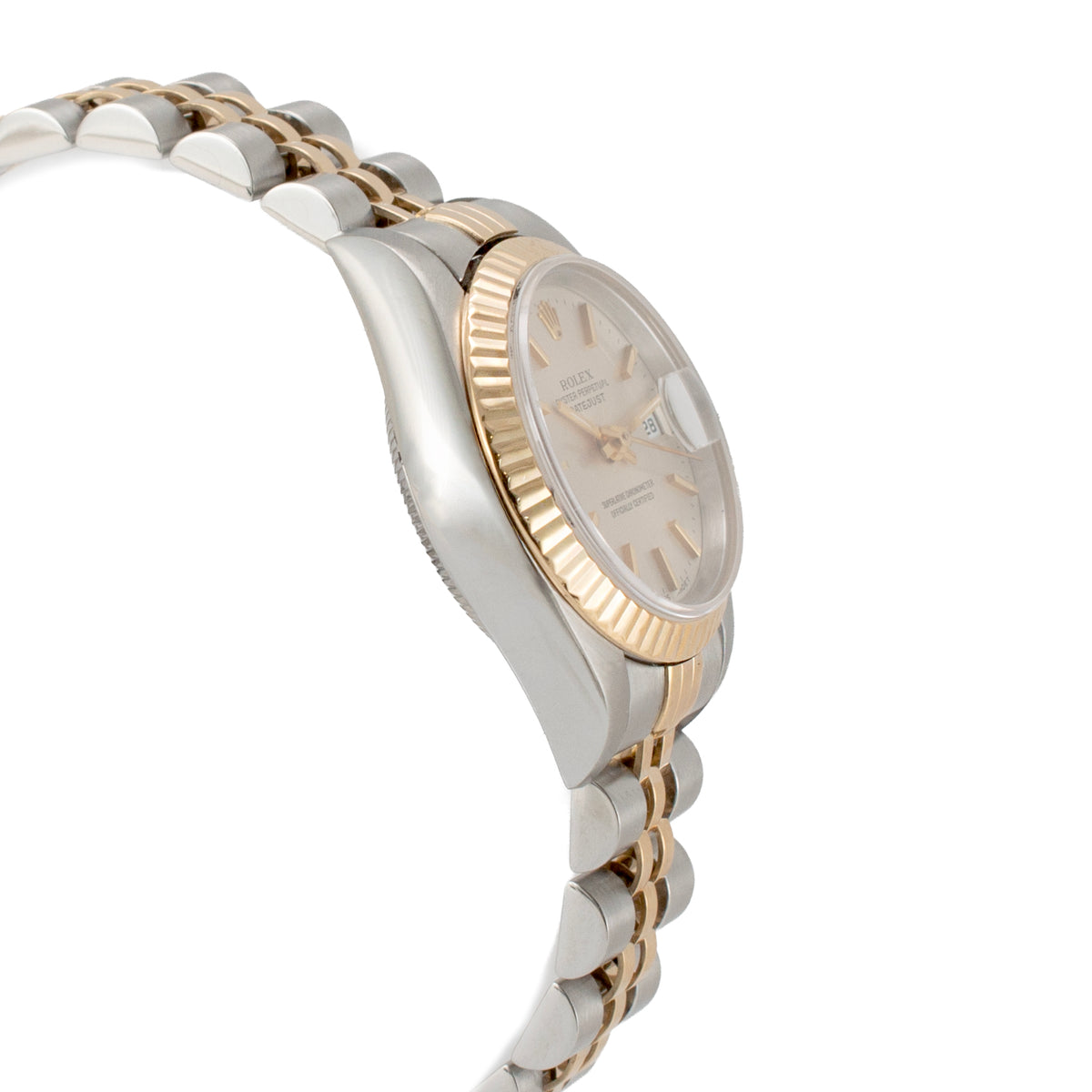 Ladies Rolex Datejust 26MM 69173 Silver Dial Jubilee 18K Yellow Gold Steel Watch