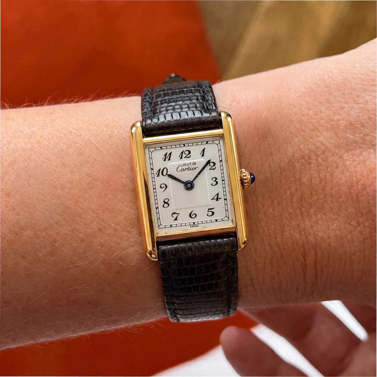 Ladies Vintage Cartier Tank Vermeil 20MM X 28 MM 5057001 925 Silver Plaque Watch