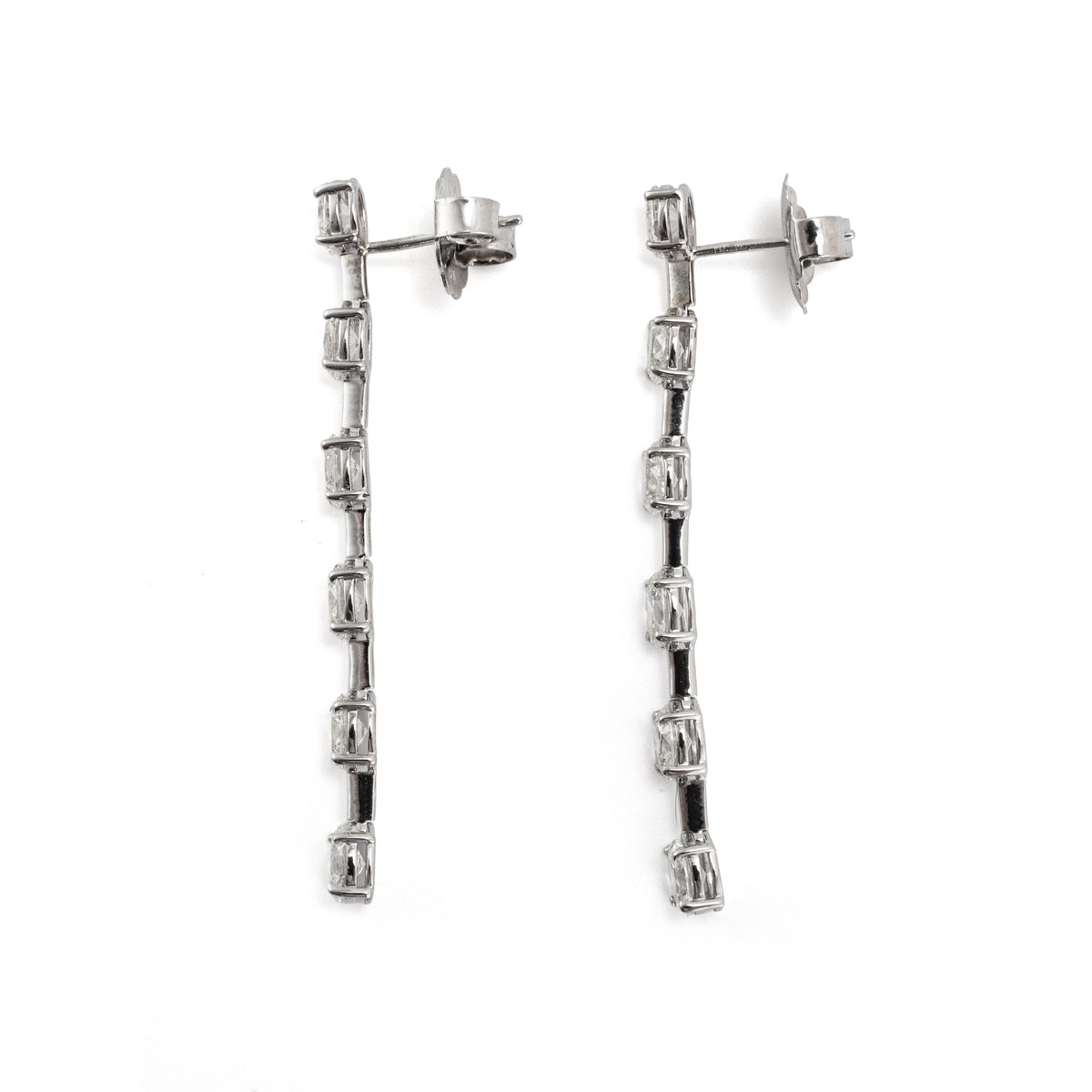 Ladies 18K White Gold 3.50ctw Oval Cut Diamonds Drop Dangle Earrings
