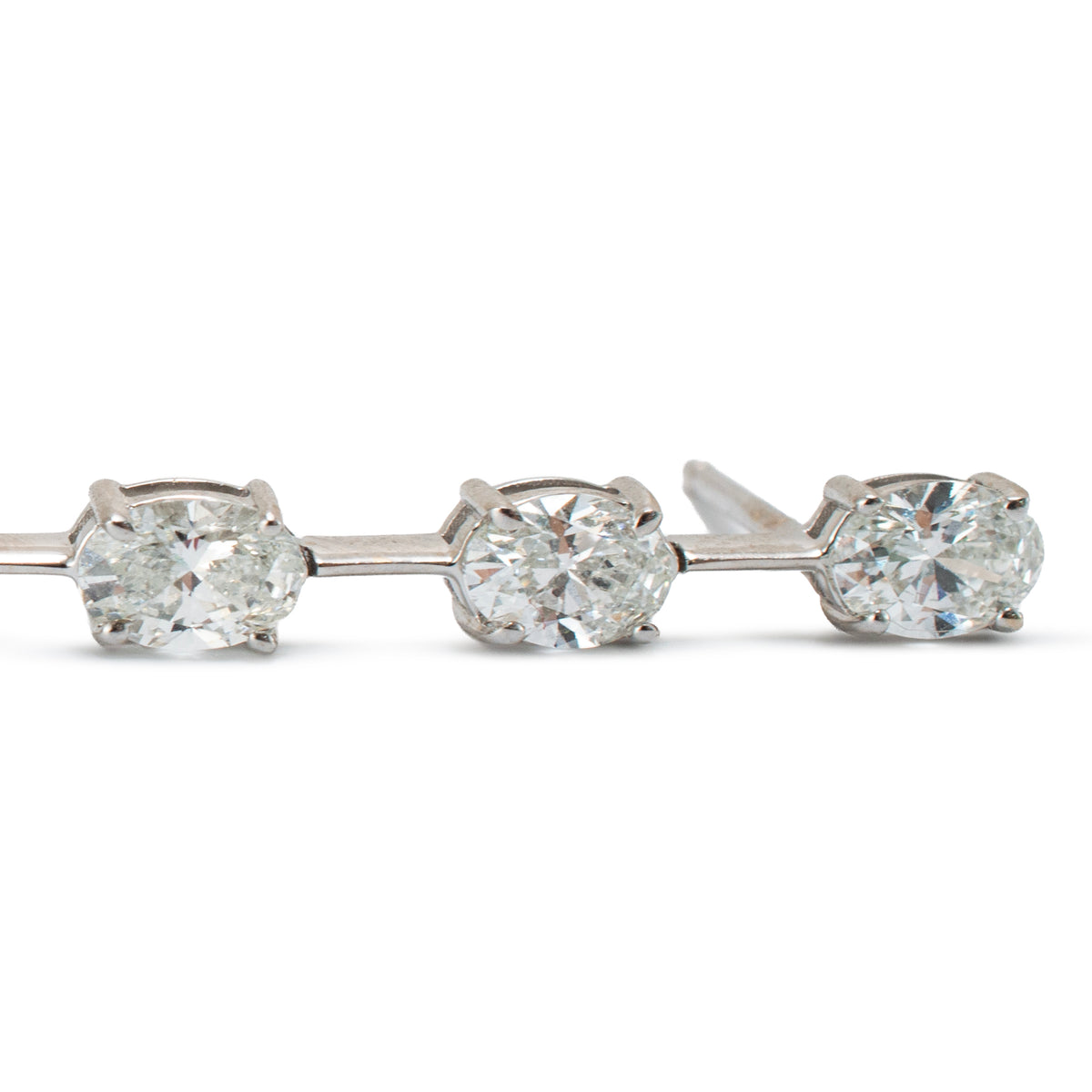 Ladies 18K White Gold 3.50ctw Oval Cut Diamonds Drop Dangle Earrings
