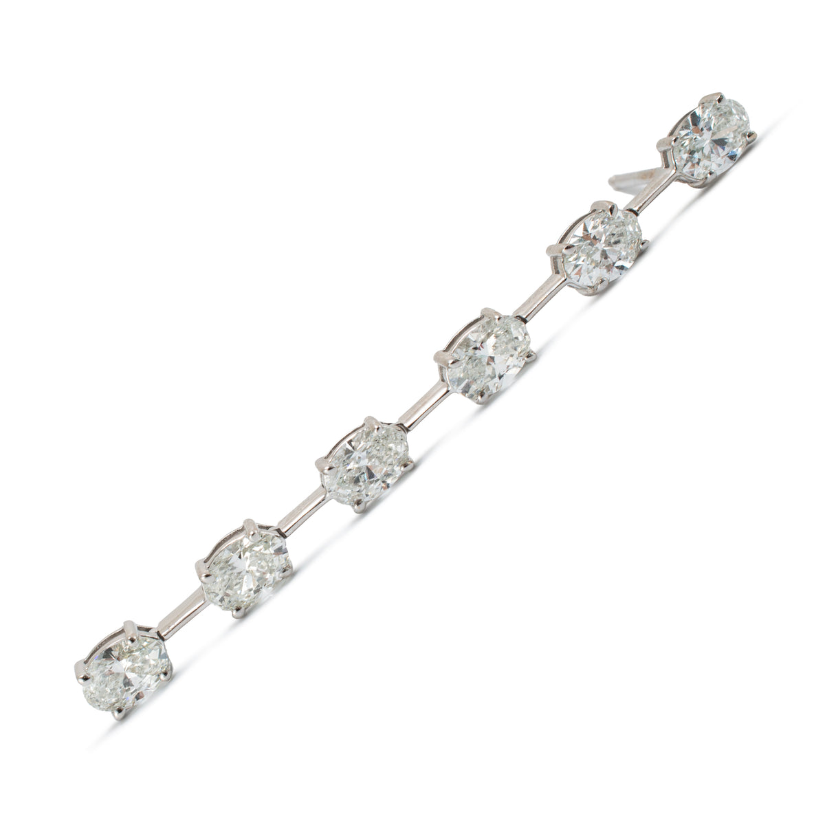 Ladies 18K White Gold 3.50ctw Oval Cut Diamonds Drop Dangle Earrings