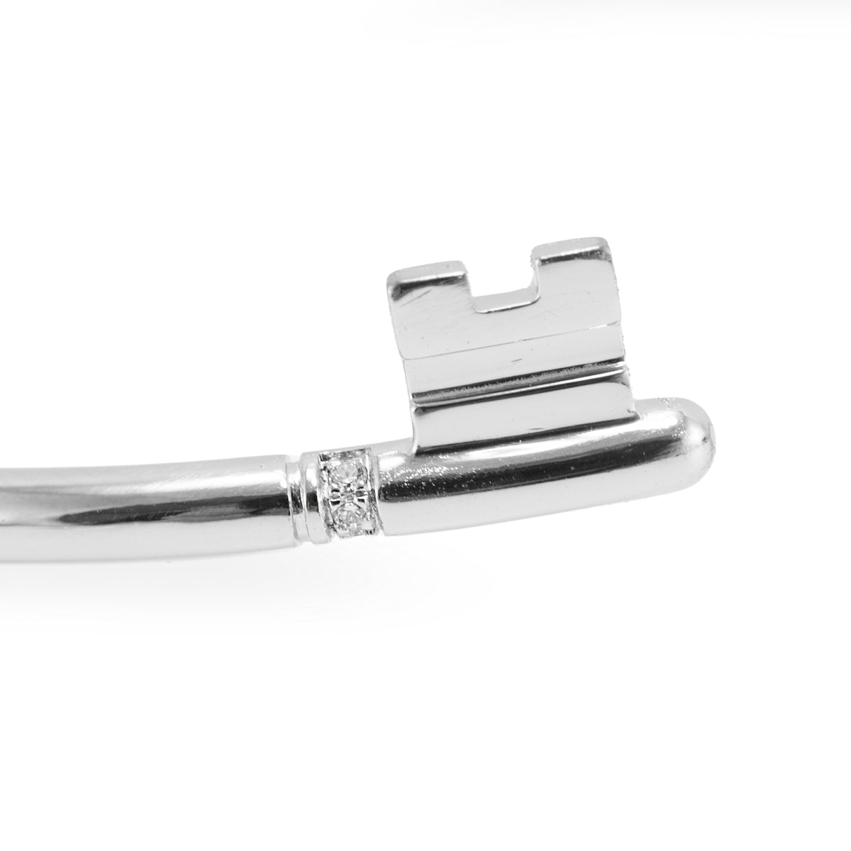 Tiffany & Co. Keys Wire 18K White Gold 0.20ctw Pave Diamond Cuff Bangle Bracelet