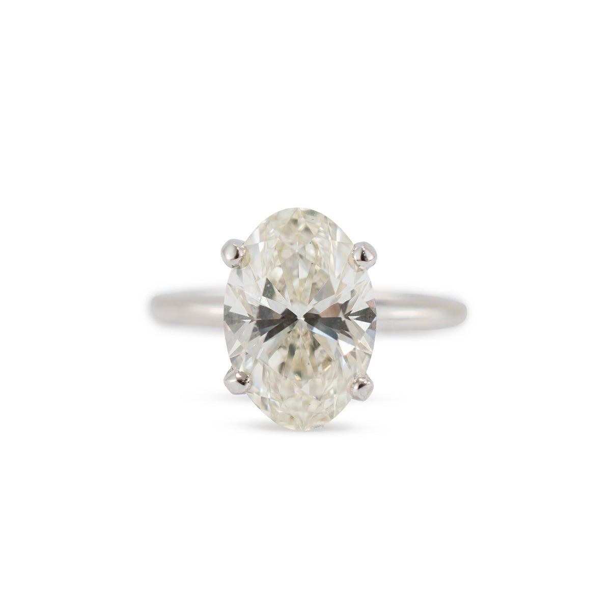 14K White Gold Gia 3.02ct Oval Cut Natural Diamond Solitaire Engagement Ring