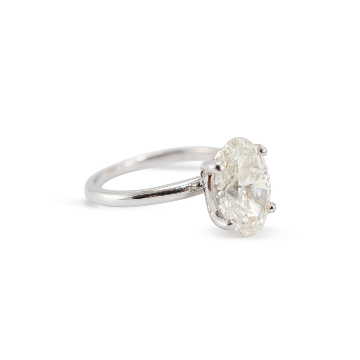 14K White Gold Gia 3.02ct Oval Cut Natural Diamond Solitaire Engagement Ring