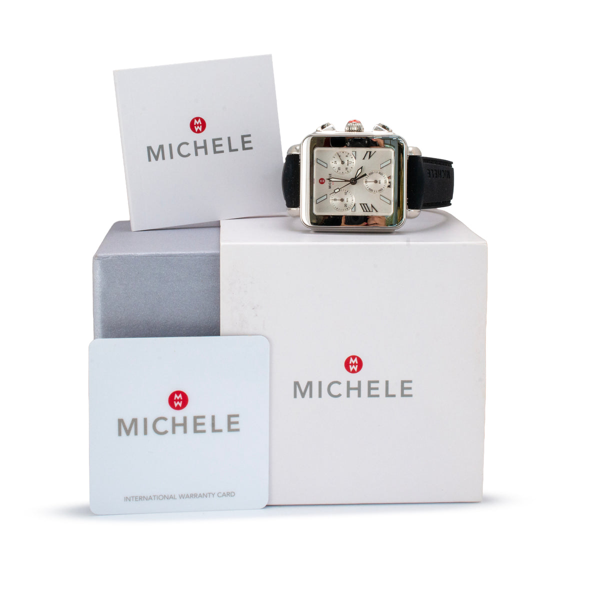 Ladies Michele Deco Sport 36MM mww06k000071 Silver Dial Steel Quartz Watch