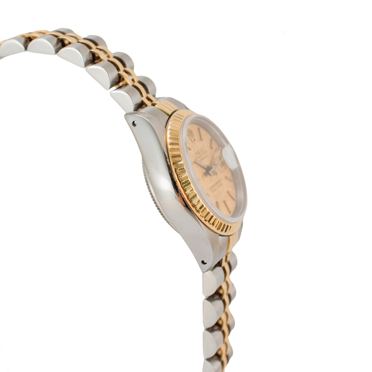 Ladies Rolex Datejust 26MM 69173 Champaign Linen Dial Yellow Gold Steel Watch