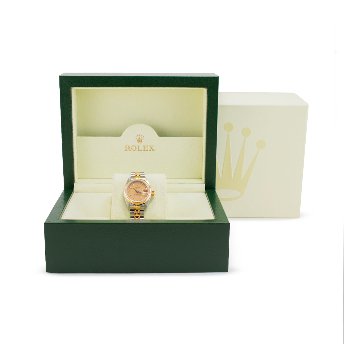 Ladies Rolex Datejust 26MM 69173 Champaign Linen Dial Yellow Gold Steel Watch