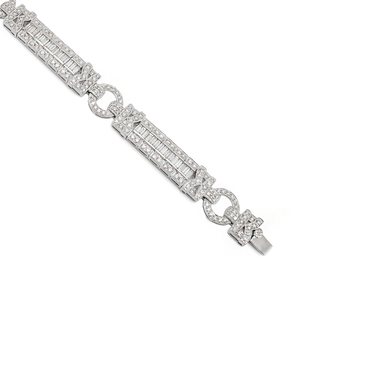 Vintage Style 18K White Gold 5.05ctw Diamond Art Deco Cocktail Link Bracelet