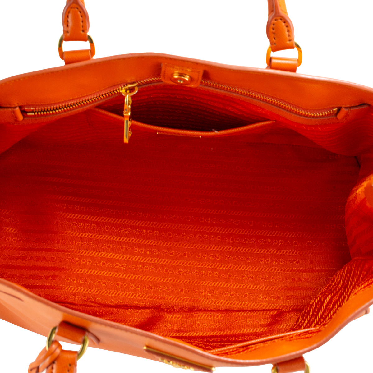 Prada Lux Galleria Saffiano Papaya Leather Large Tote Bag