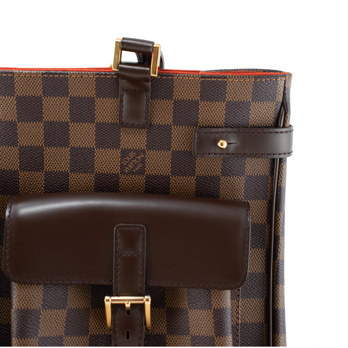 Louis Vuitton Uzès Damier Ebene Canvas Brown Leather Gold-Tone Tote Bag