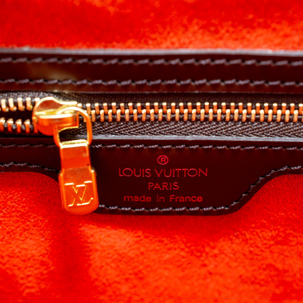 Louis Vuitton Uzès Damier Ebene Canvas Brown Leather Gold-Tone Tote Bag