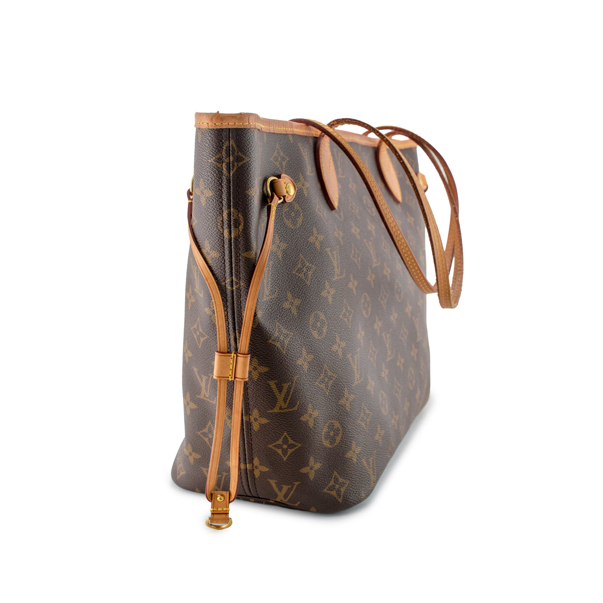 Louis Vuitton Brown Monogram Canvas Leather Neverfull MM Tote Bag