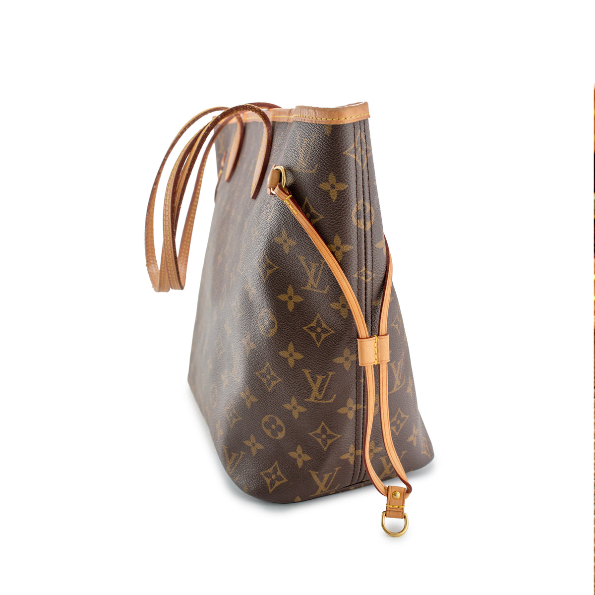 Louis Vuitton Brown Monogram Canvas Leather Neverfull MM Tote Bag
