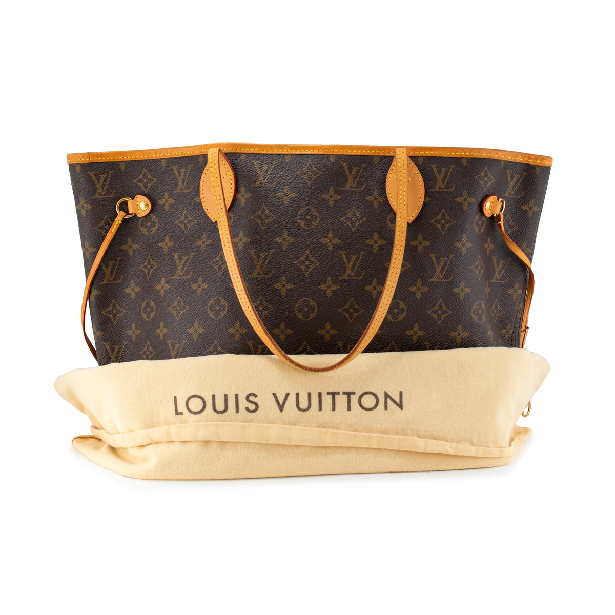 Louis Vuitton Brown Monogram Canvas Leather Neverfull MM Tote Bag