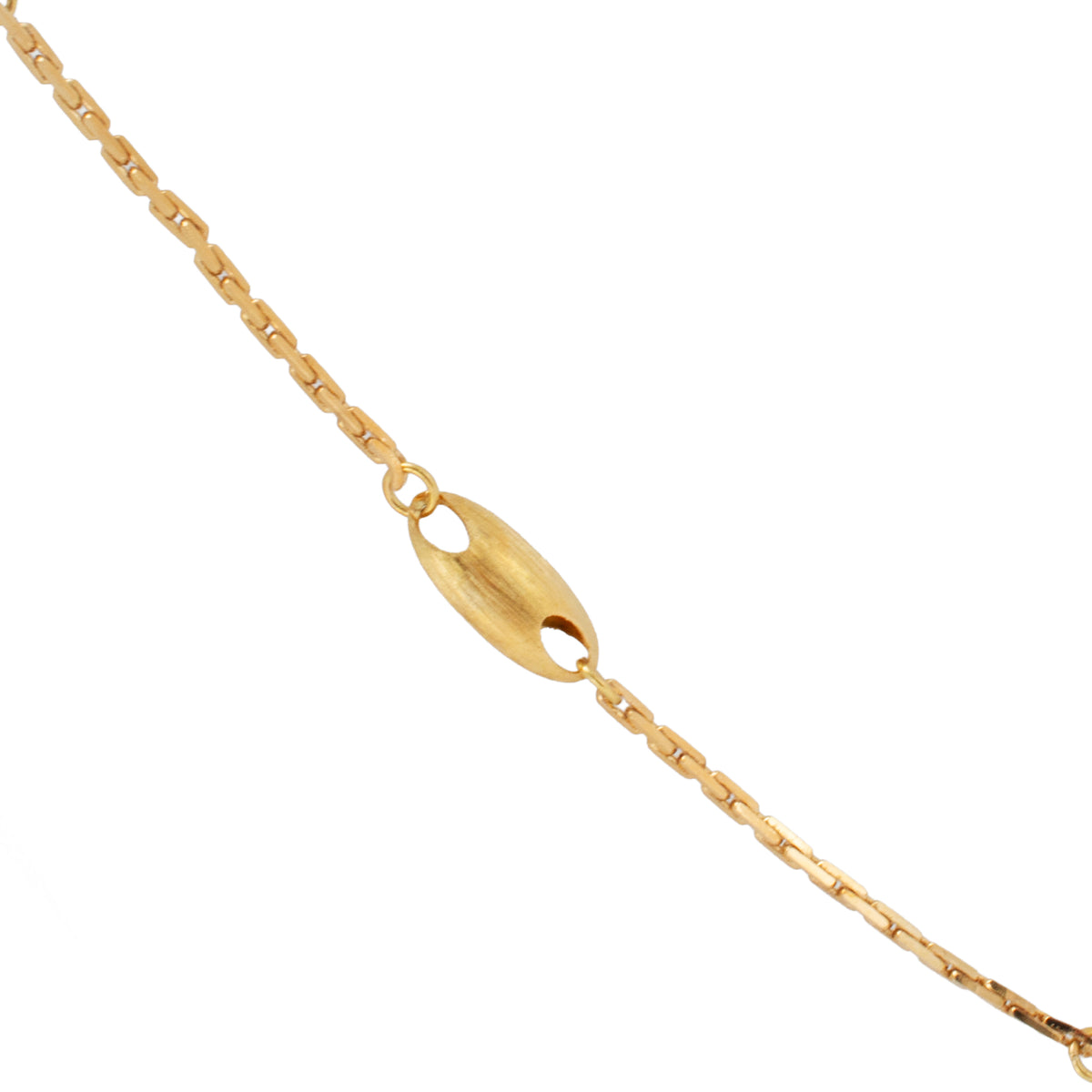 Vintage 18K Yellow Gold Long Geometric Puffed Pebble Station Link Chain Necklace