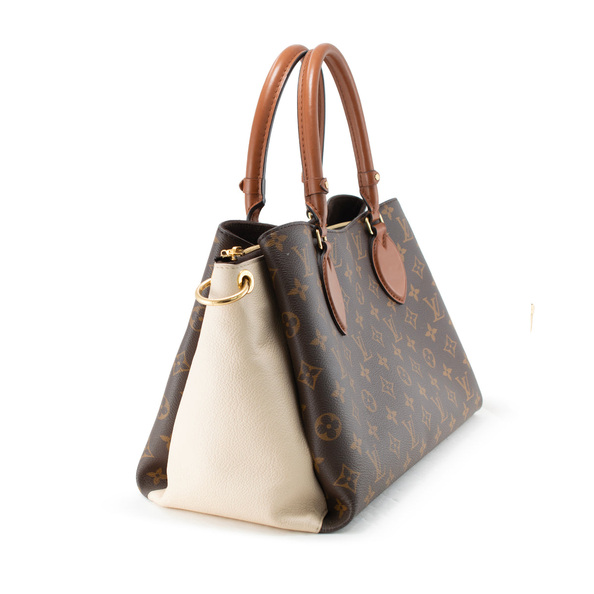 Louis Vuitton Vendôme MM Monogram Canvas Cream Leather Gold-Tone Handle Bag