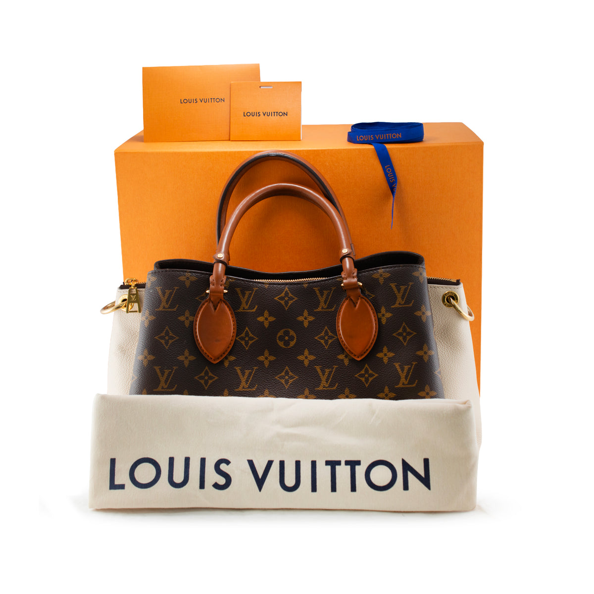Louis Vuitton Vendôme MM Monogram Canvas Cream Leather Gold-Tone Handle Bag