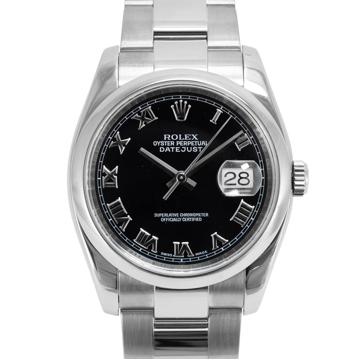 Rolex Datejust 36MM 116200 Roman Black Dial Stainless Steel Automatic Watch