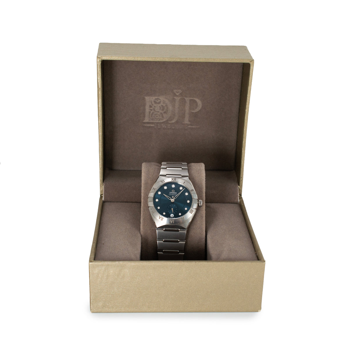 Ladies Omega Constellation 34MM 131.10.34.20.53.001 Blue Diamond Steel Watch