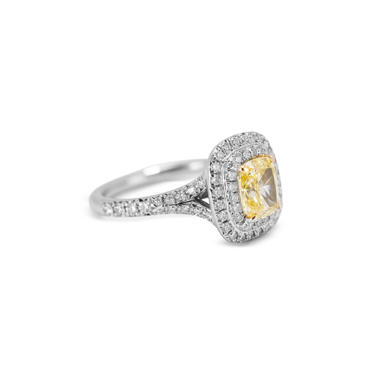 Tiffany & Co. Soleste Platinum 18K Gold Intense Yellow Diamond Engagement Ring