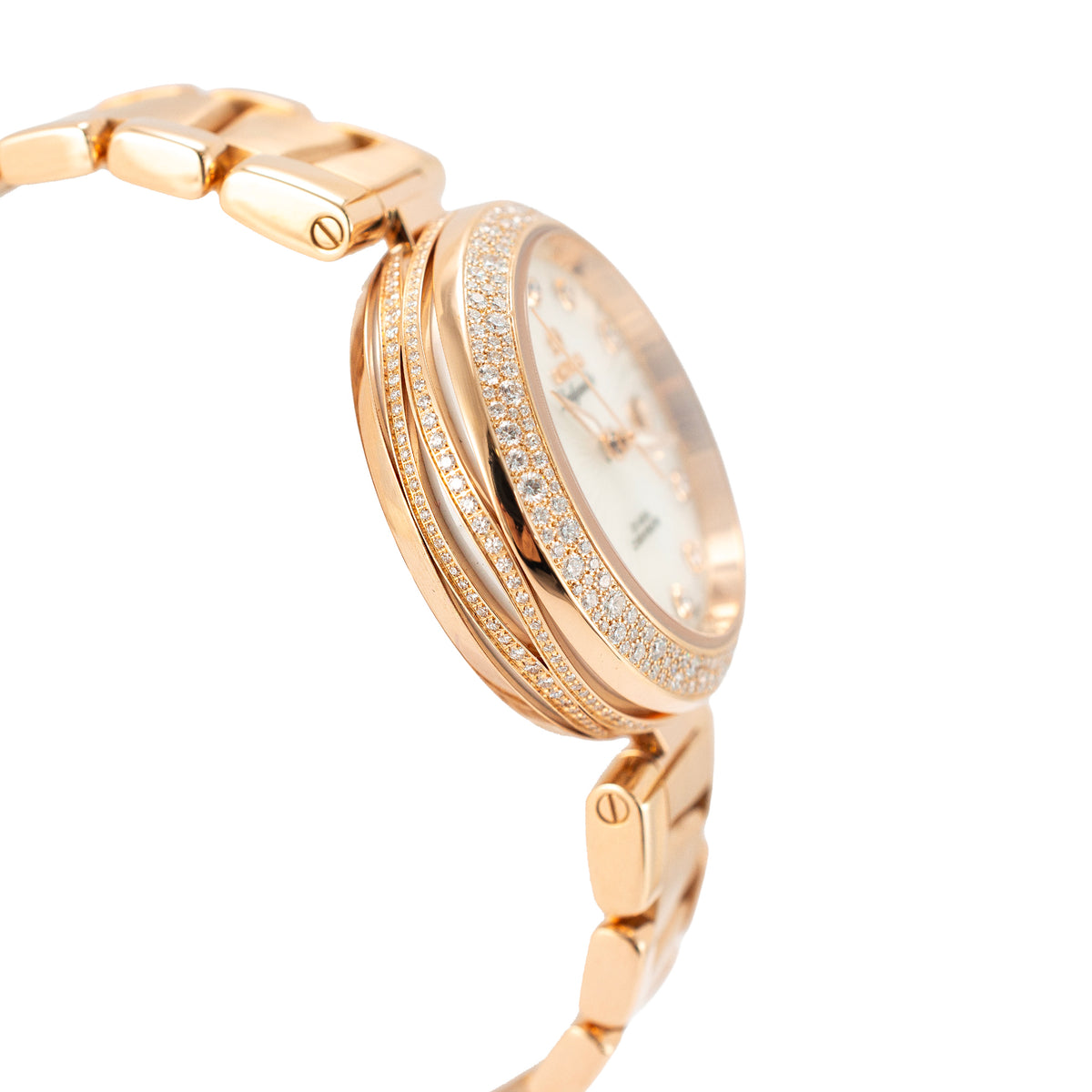 Ladies Omega de Ville Matic 34MM 42565342055001 Mop Diamond 18K Rose Gold Watch