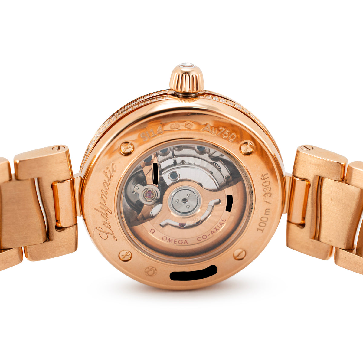 Ladies Omega de Ville Matic 34MM 42565342055001 Mop Diamond 18K Rose Gold Watch