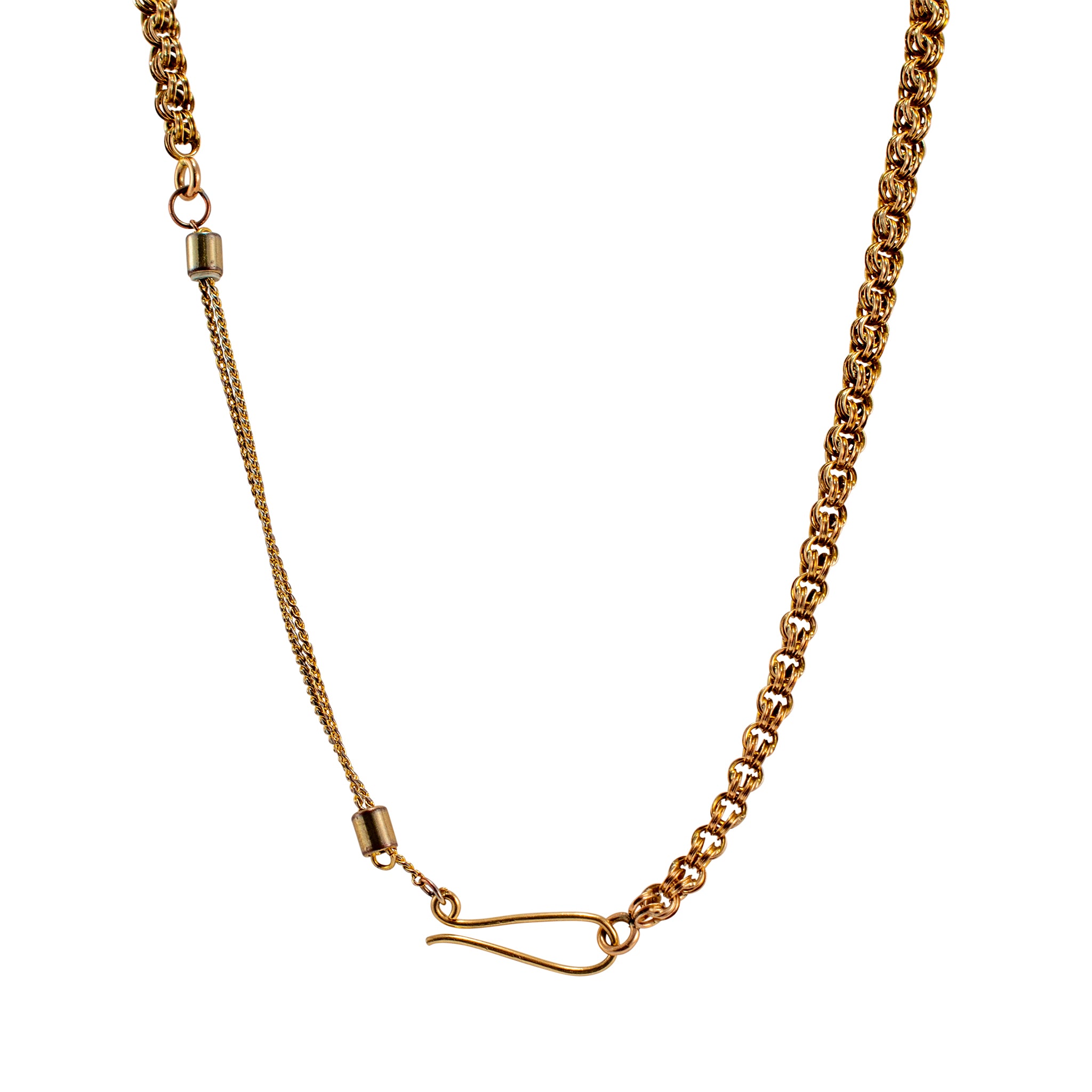 Victorian Antique 19K Yellow Gold Egyptian Pendant Chain Necklace