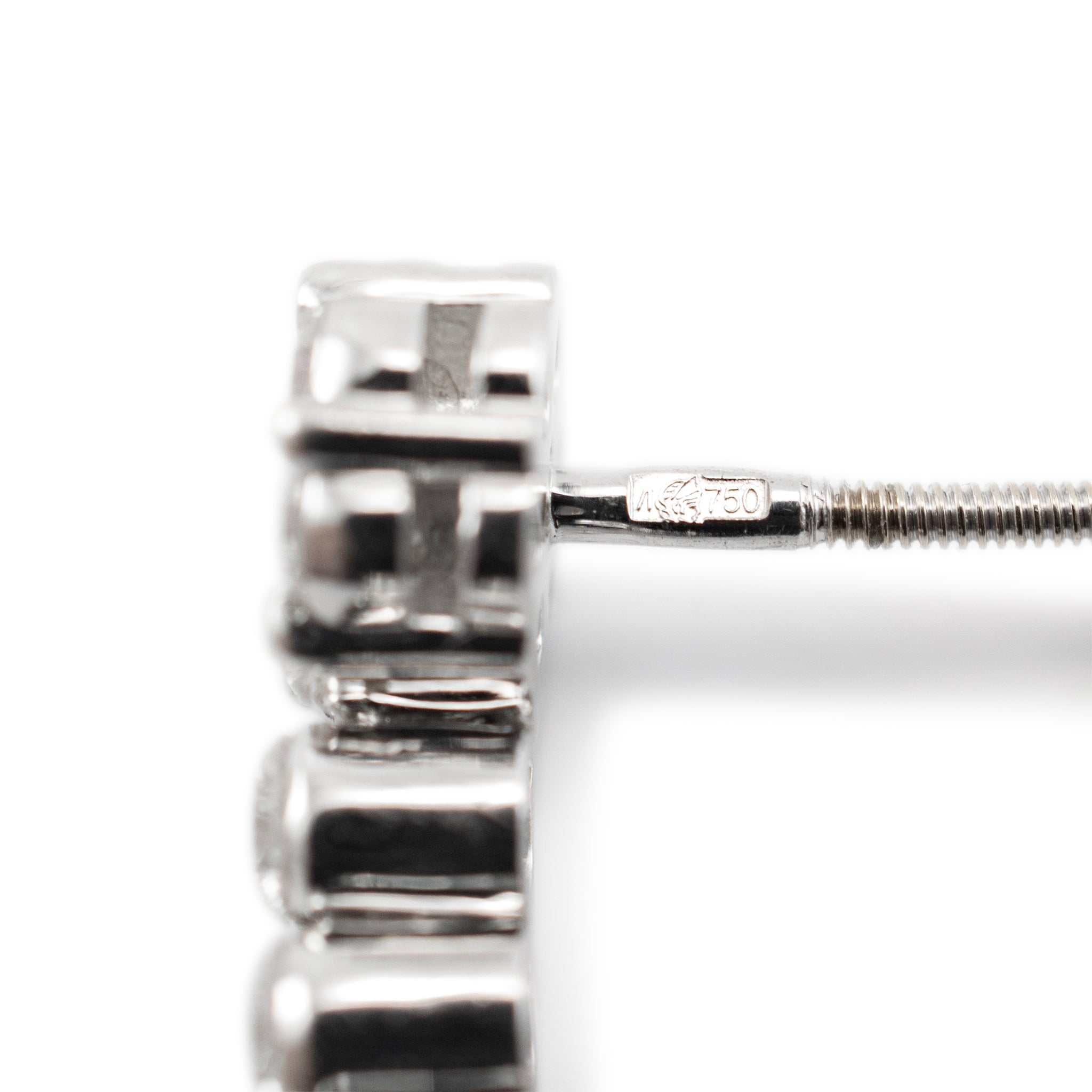 Ladies 18K White Gold 1.62 CT Invisible Set Diamond Floral Drop Earrings