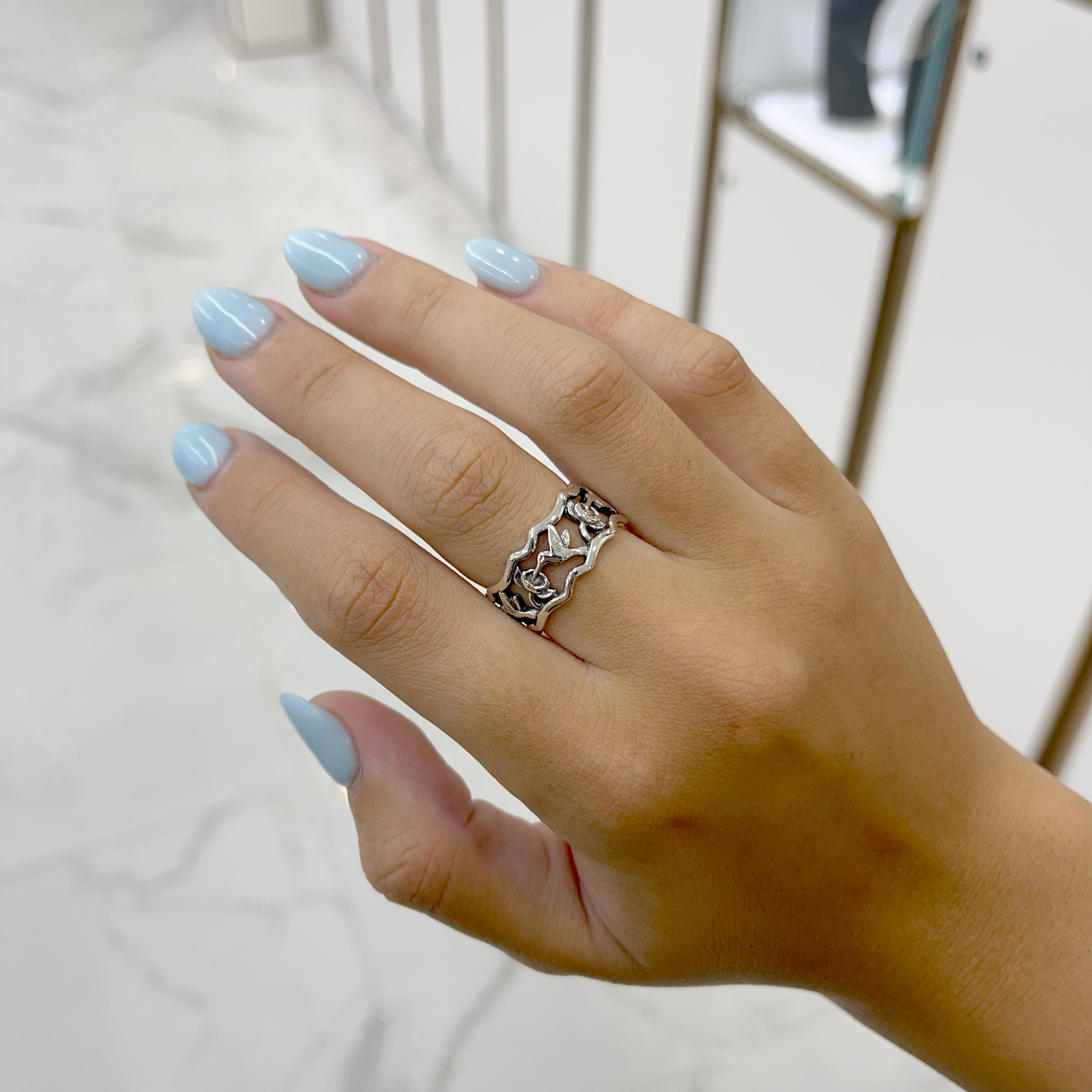 James Avery 925 Sterling Silver Retired Humming Bird Eternity Cocktail Ring