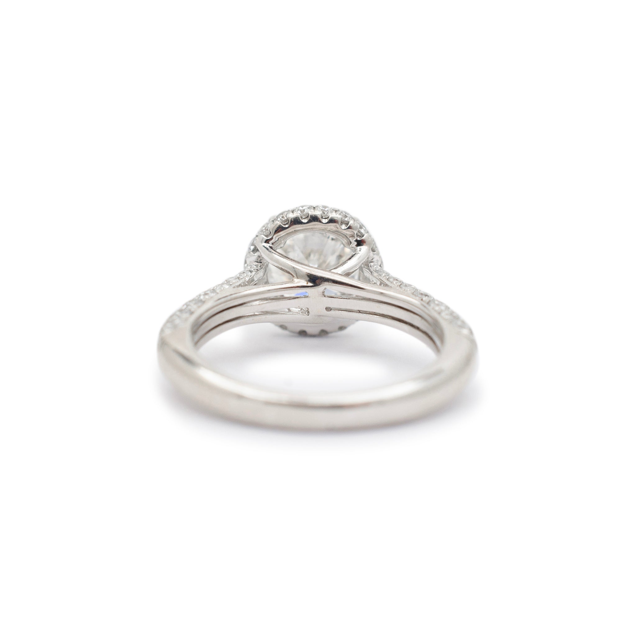 Ladies 18K White Gold Accented Halo Diamond Engagement Ring