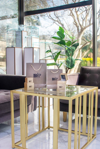 Luxury interior of DJP Jewelers & Luxury Buyers in Houston, The Woodlands, Sugar Land and Austin- across Texas - a modern showroom and marketplace for buying, selling, and servicing fine jewelry, watches, and designer items.