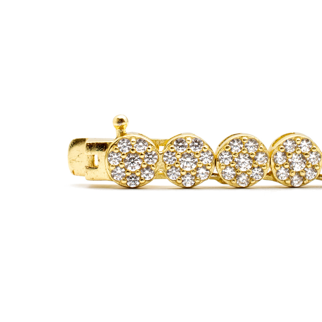 Ladies Sterling Silver & 14K Yellow Gold Plated Cubic Zirconia Tennis Necklace
