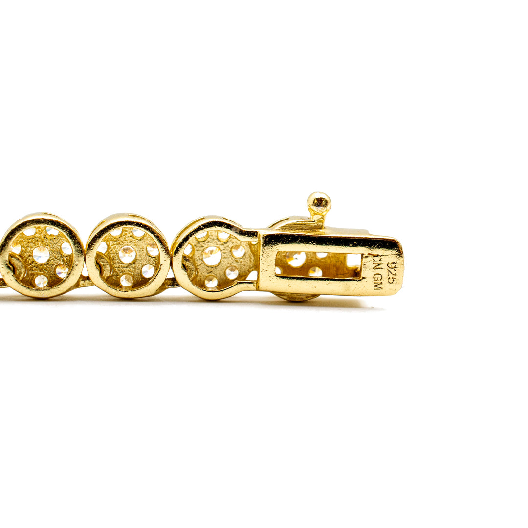 Ladies Sterling Silver & 14K Yellow Gold Plated Cubic Zirconia Tennis Necklace