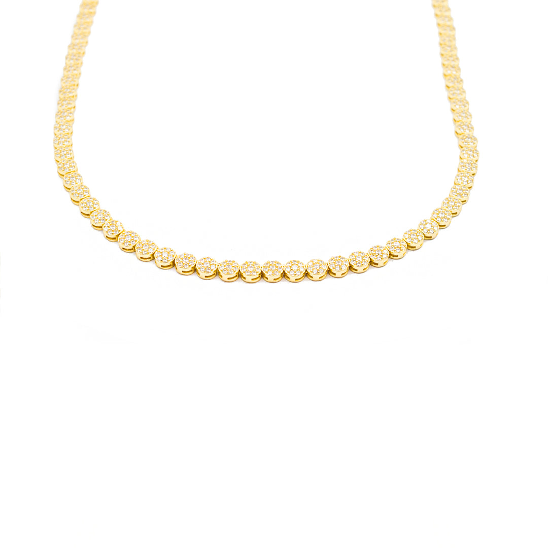 Ladies Sterling Silver & 14K Yellow Gold Plated Cubic Zirconia Tennis Necklace