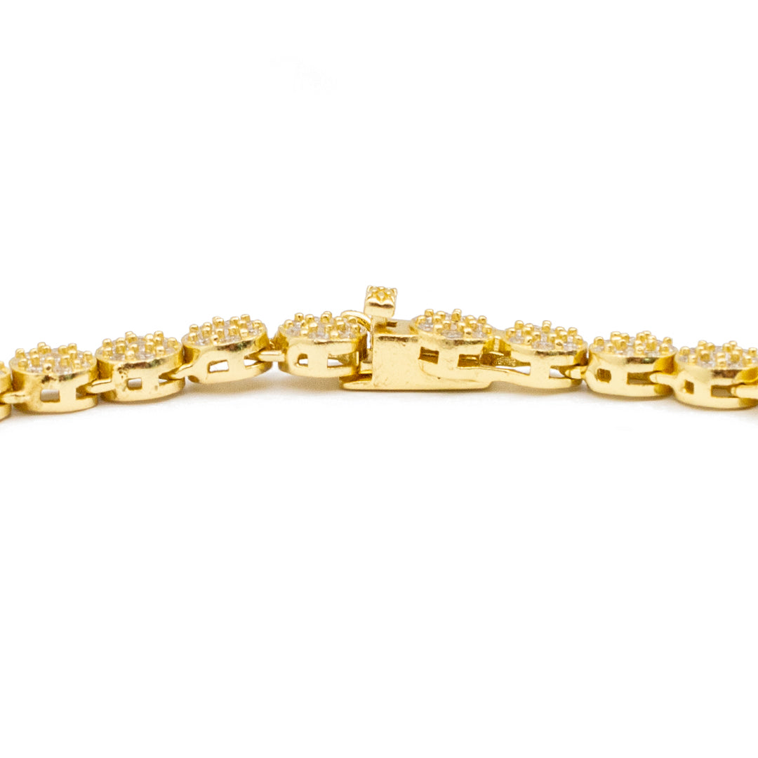 Ladies Sterling Silver & 14K Yellow Gold Plated Cubic Zirconia Tennis Necklace