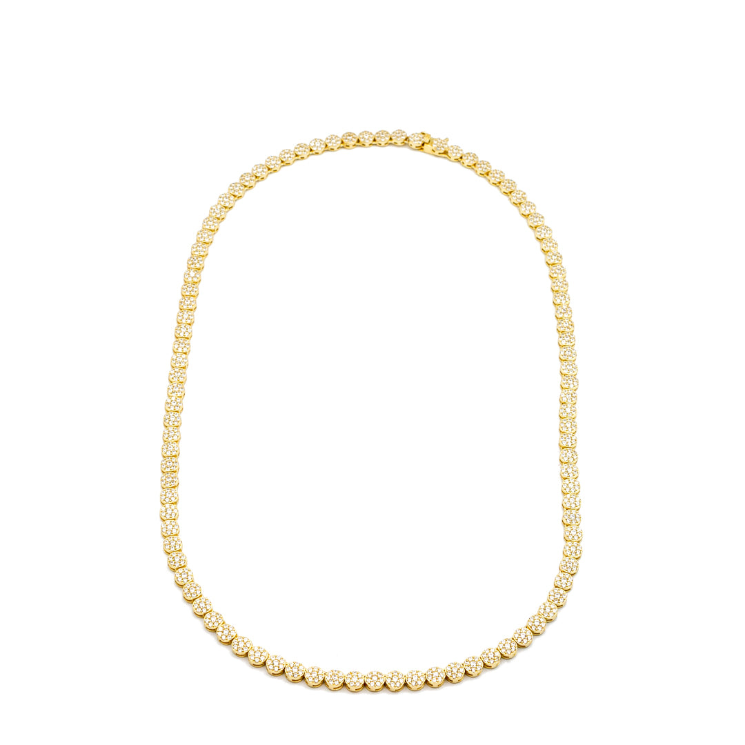 Ladies Sterling Silver & 14K Yellow Gold Plated Cubic Zirconia Tennis Necklace