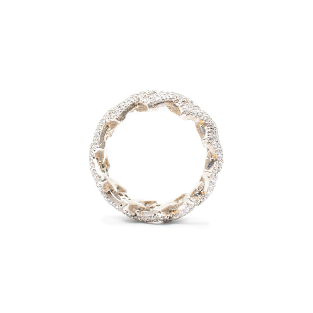 Men's Sterling Silver Cubic Zirconia Cuban Link Ring